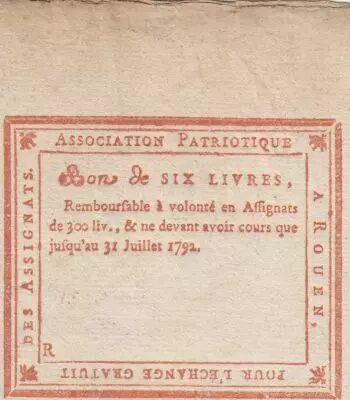France 6 livres - Seine-Inf�rieure - Rouen - Association patriotique - 31-07-1792