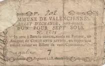 France 7 sols - Nord - Billet d\'échange non forcé - Commune de Valenciennes - ND