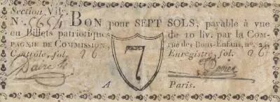 France 7 sols - Seine - Paris - Compagnie de Commission - 1792