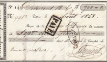 France 700 francs - Reçu banque de France - Série 149 - 1858