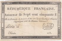 France 750 Francs 18 Nivose An 3 - 1795  - Série 38 - TB - Sign. Vallière