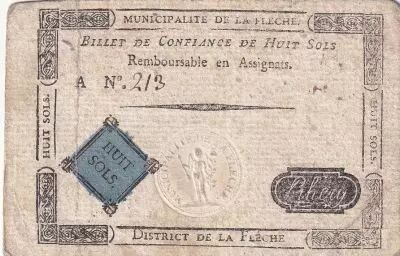 France 8 Sols - Sarthe - Municipalit� de la Fl�che - Serial A - 1791