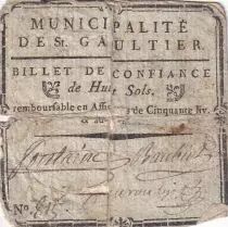 France 8 Sols- Indre - Municipalit&eacute; de Saint Gaultier - 1792 - Rare !