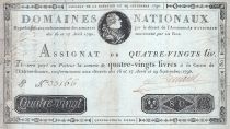 France 80 Livres -  29 September - 1790 - Sign. Pinard - A. N° 37419
