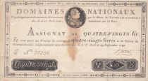 France 80 Livres Bust of Louis XVI - 29-09-1790 - Serial J - VF