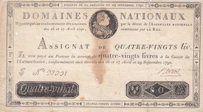 France 80 Livres Louis XVI - 29-09-1790 - Srie J - TTB