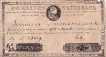 France 90 Livres Louis XVI -  19-06-1791 - False Error note with false date - Serial D 13463