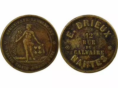 France Advertising, E. Drieux - Brass Token - 1890 / 1900, Nantes