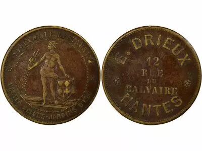 France Advertising, E. Drieux - Brass Token - 1890 / 1900 Nantes