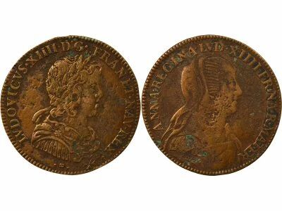 France Anne d\'Autriche & Louis XIV - Jeton Cuivre, R�gence - 1643 / 1646