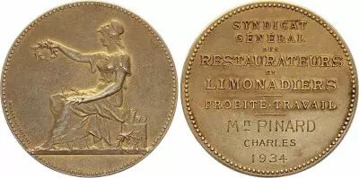 France Assurances Restaurateurs et Limonadiers - 1934 - Silver