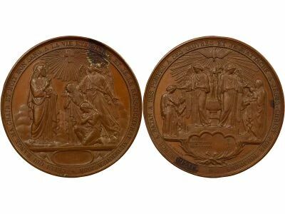 France Bapt�me, Communion, Confirmation - M�daille Cuivre, Borrel - 1862