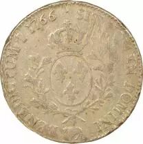 France Béarn, Louis XV - Ecu Argent, au Bandeau - 1766 Pau