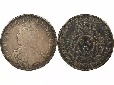 France Bearn, Louis XV - Silver Ecu with Dressed up Bust - 1728 Pau