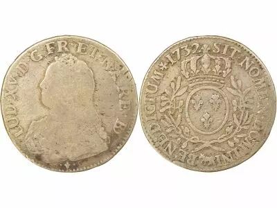 France Bearn, Louis XV - Silver Ecu with Dressed up Bust - 1732 Pau