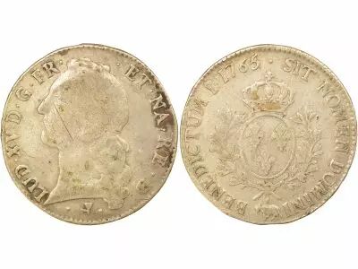 France Bearn, Louis XV - Silver Ecu with Headband - 1765 Pau
