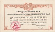 France Blank gold payment for national defence - 1915