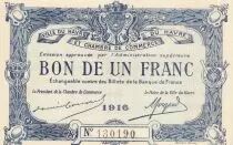France Bon de 1 franc - Le Havre Chamber of Commerce- 1916 - Number 130190