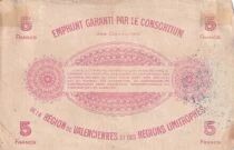 France Bon de n&eacute;cessit&eacute; 5 Francs - Mai 1916 - Valenciennes - S&eacute;rie 19