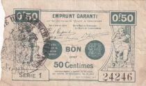 France Bon de n&eacute;cessit&eacute; 50 centimes - Septembre 1914 - Valenciennes - S&eacute;rie 1