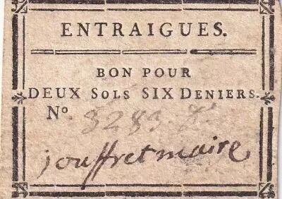 France Bon pour deux sols - Six Deniers - Vaucluse - Entraigues - n�3289