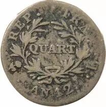 France Bonaparte - 1/4 Silver Franc - Year 12 L Bayonne