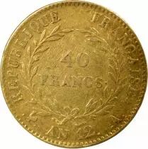 France Bonaparte - 40 Gold Francs, Consulate - Year 12 A Paris