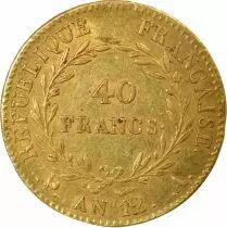 France Bonaparte - 40 Gold Francs, Consulate - Year 12 A Paris