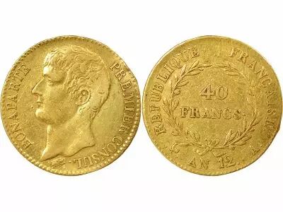 France Bonaparte - 40 Gold Francs, Consulate - Year 12 A Paris