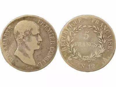 France Bonaparte - 5 Silver Francs, First Consul - Year 12 A Paris