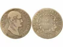 France Bonaparte - 5 Silver Francs, First Consul - Year 12 A Paris
