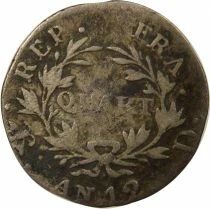 France Bonaparte - Quart de Franc Argent - An 12 D Lyon