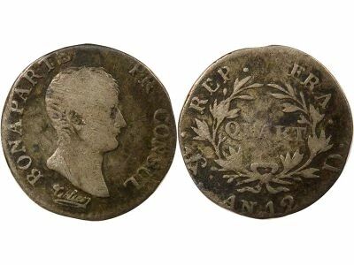 France Bonaparte - Silver Quater Franc - Year 12 D Lyon