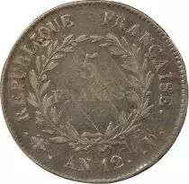 France Bonaparte Ier Consul - 5 Francs Argent - An 12 D Lyon