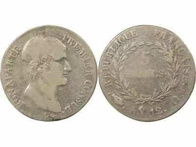 France Bonaparte Ist Consul - 5 Silver Francs - Year 12 I Limoges