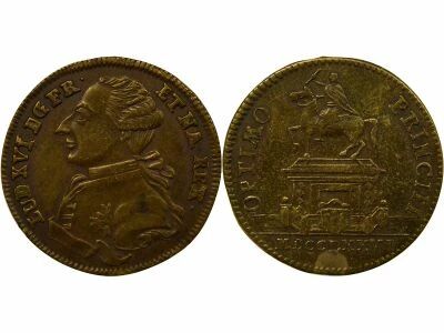 France Bordeaux, Louis XVI - Brass Tokenn, Statue of Louis XV - 1776 Nuremberg