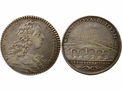 France Bridges and Roads, Louis XV ? Silver Token, Pont Royal ? 1729 / 1730