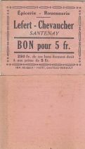 France CADEAU - 5 Francs - Lefert - Chevaucher - 1914-1918 - Santenay