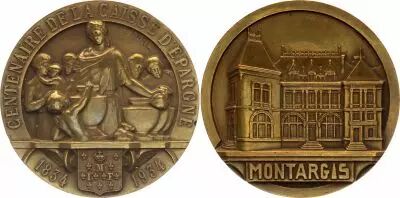 France Centanaire de la Caisse d\'Epargne de Montargis - 1834-1934 - Bronze par C. Charl