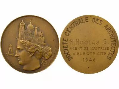 France Central Co. of Architects - Bronze Medal, M Nicolas G - 1944