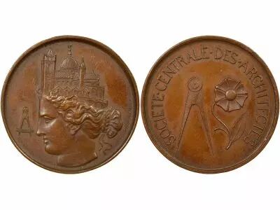 France Central Society of Architects - Copper Token - Hand (1845-1860)