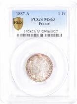France Ceres - 1 Silver Franc, IIIrd Republic - 1887 A Paris