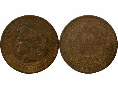 France C�r�s - 10 Centimes, IIIe R�publique - 1870 A Paris