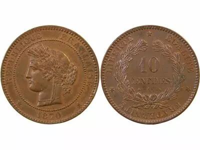 France C�r�s - 10 Centimes 1870 A Paris - A Moyen