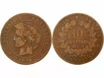 France Cérès - 10 Centimes 1896 A Paris - Variété Torche - Rare