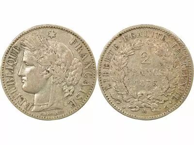 France Ceres - 2 Silver Franc, IIIrd Republic - 1873 A Paris