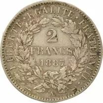 France Ceres - 2 Silver Franc, IIIrd Republic - 1887 A Paris