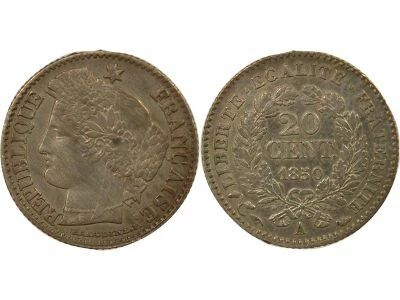France Ceres - 20 Silver Centimes , IInd Republic- 1850 A Paris