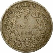 France C&eacute;r&egrave;s - 5 Francs Argent, IIe R&eacute;publique - 1849 A Paris