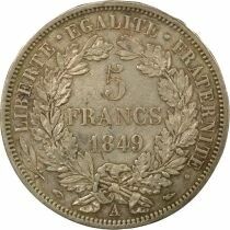 France C&eacute;r&egrave;s - 5 Francs Argent, IIe R&eacute;publique - 1849 A Paris